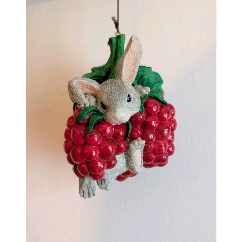 Charming Tales: Fitz & Floyd "I'm Berry Happy" Rasberry Rabbit Ornament Cottage